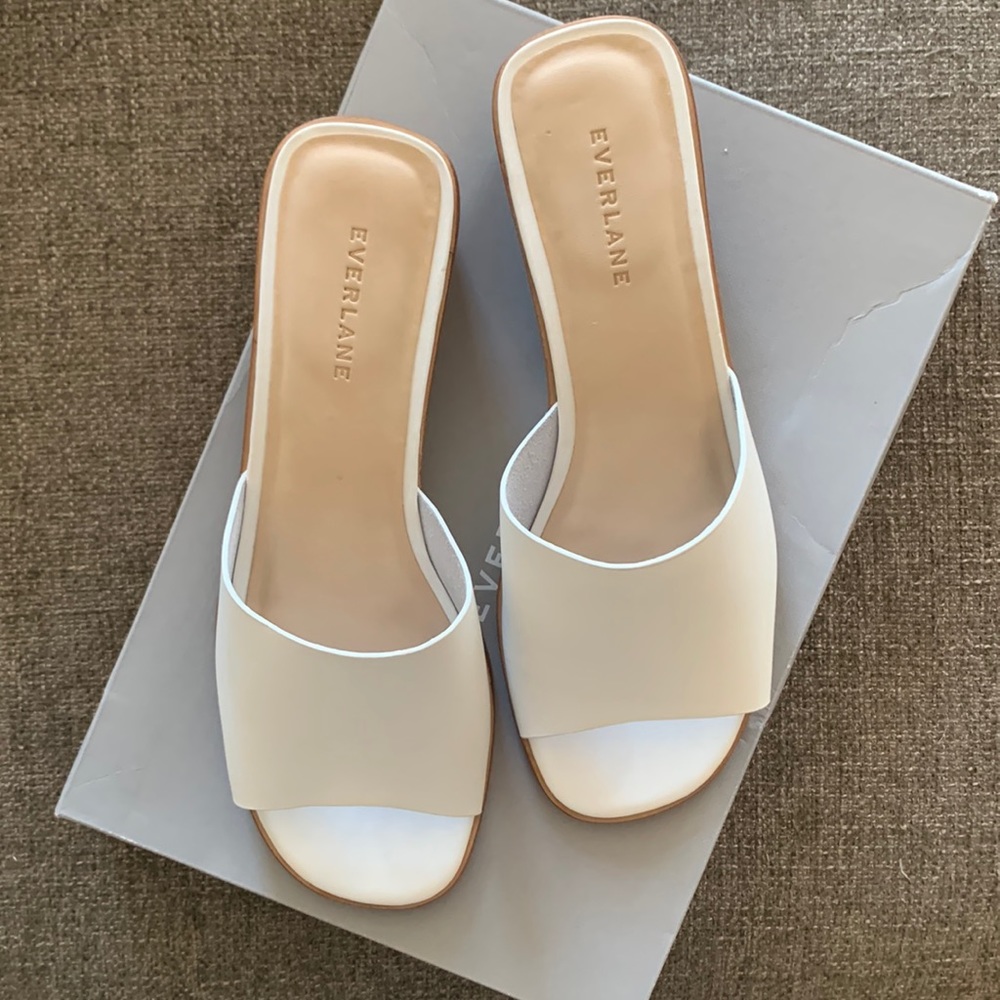 Everlane White Leather Sandals (Size 8)